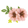 Flor feltro c/ folha rosa