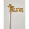 Topper Parabéns personalizado branco/ouro - Patrícia