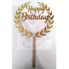 Topo de bolo Happy Birthday Dourado