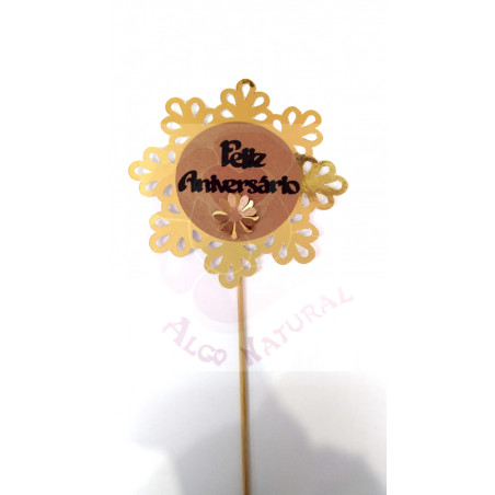 Topper "Feliz Aniversário" Dourado