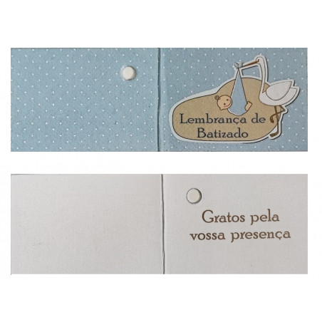 Etiqueta Batizado Cegonha Azul Pintas